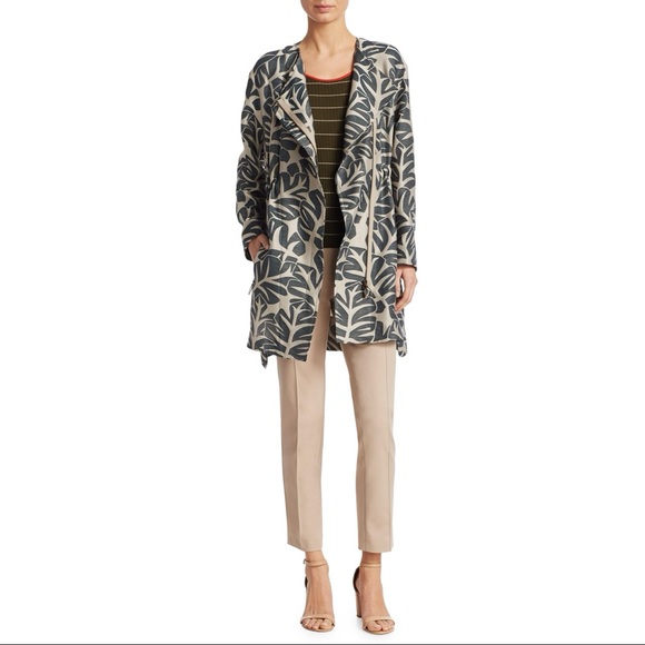 Akris Punto Tropical Leaf Jacquard Hidden Zip Coat - Picture 6 of 11